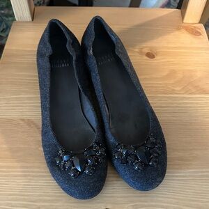 Stuart Weitzman Charcoal Embellished Micro Wedge